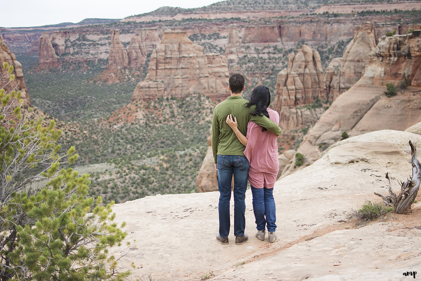 Couple staring into the canyon of the Colorado National Monument