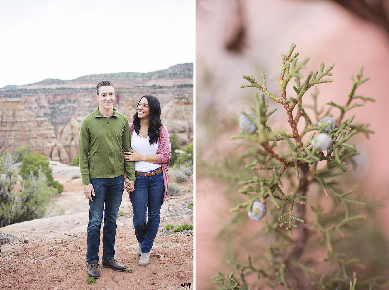 Couple sitting in the desert of the Colorado National Monument