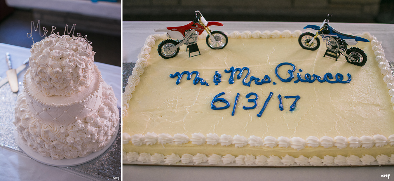 Wedding cake with dirt bike toppers
