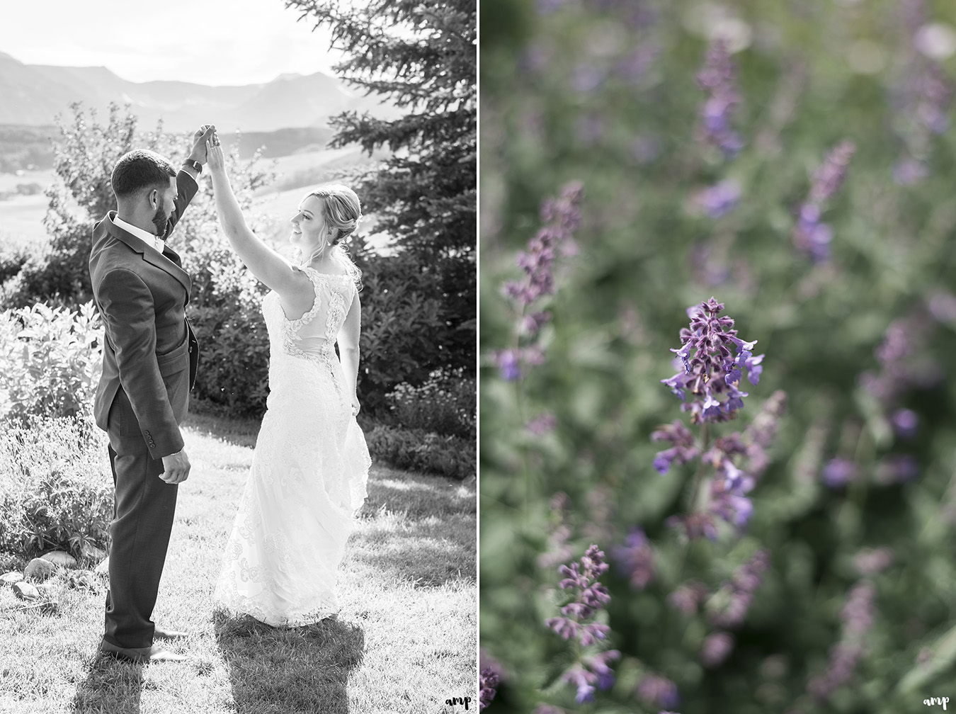 Bride and Groom dance in the Crested Butte Mountain Wedding Garden among the wildflowers