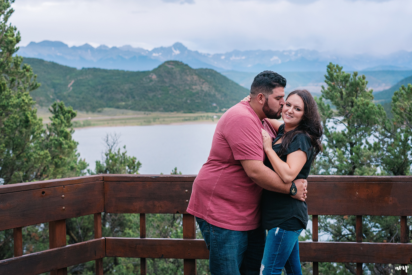 Engagement photos at the Ridgway state park overlook