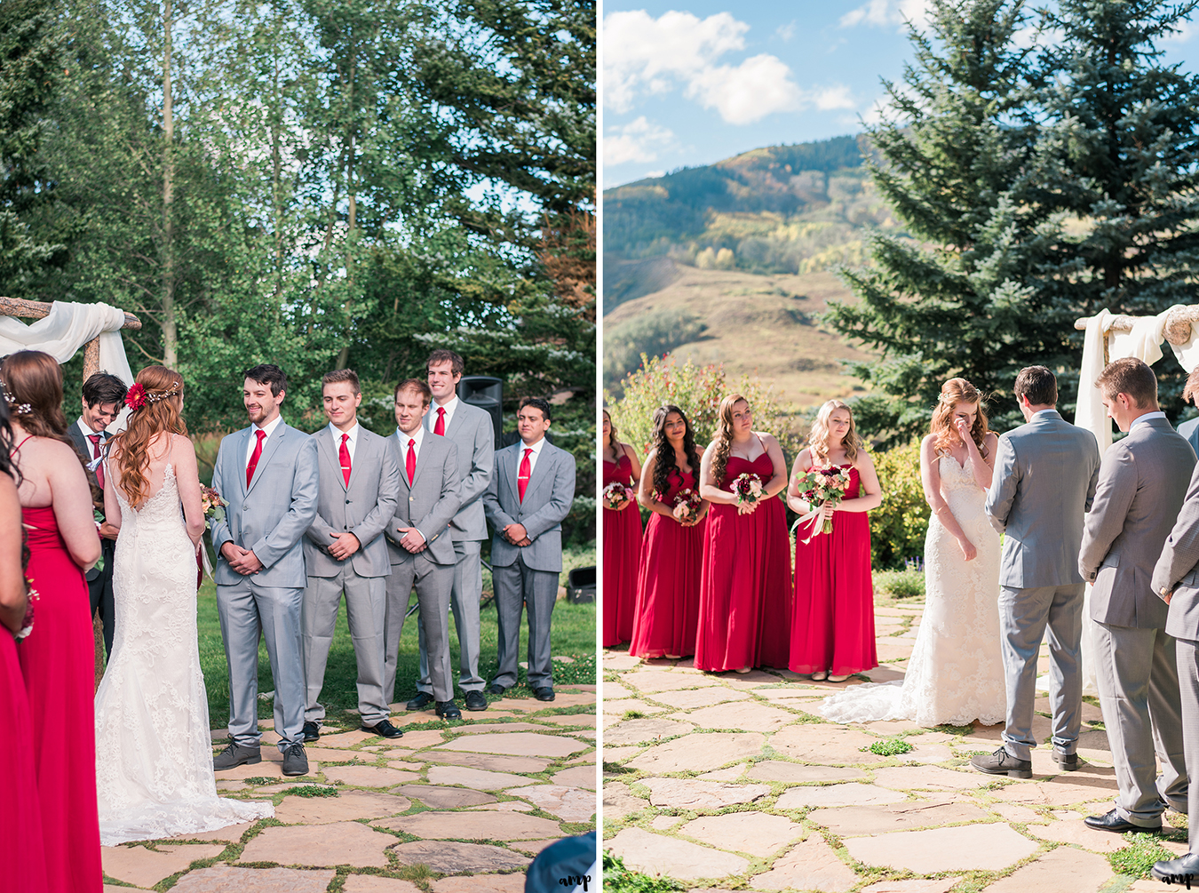 Bride and groom during their Fall Wedding Ceremony in Crested Butte at the Mountain Wedding Garden | amanda.matilda.photography