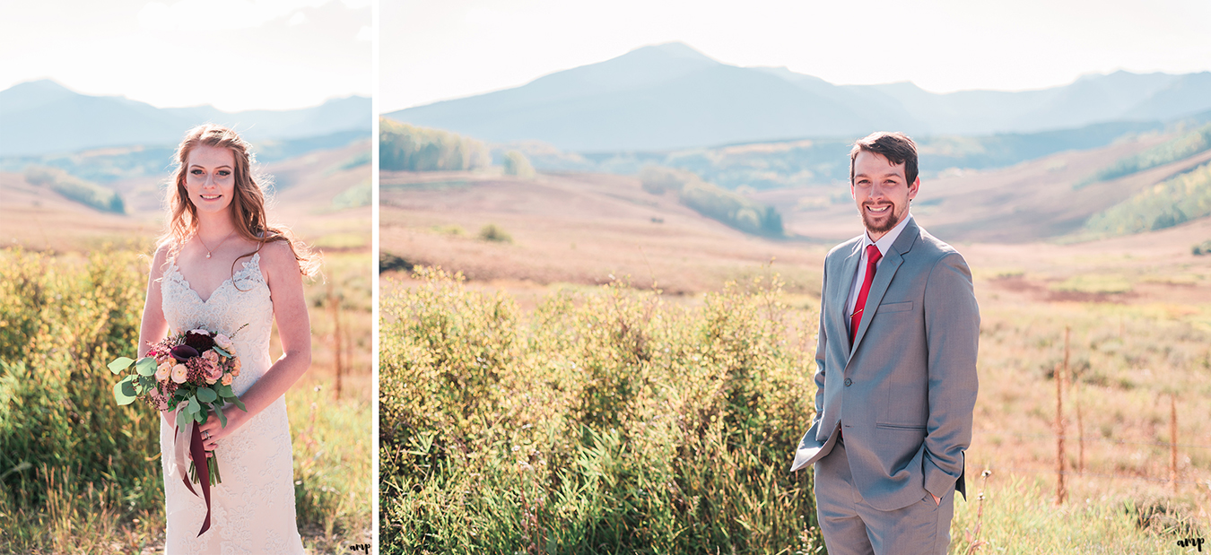 Bride and groom portraits for their Fall Wedding in Crested Butte at the Mountain Wedding Garden | amanda.matilda.photography