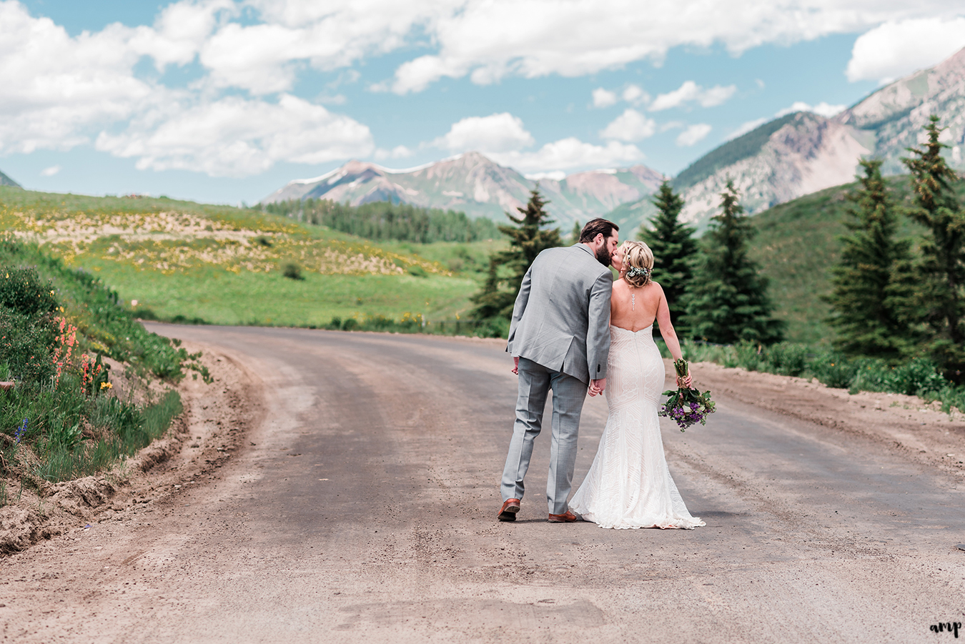 Dan and Courtney walk down the road to Gothic at the edge of Crested Butte
